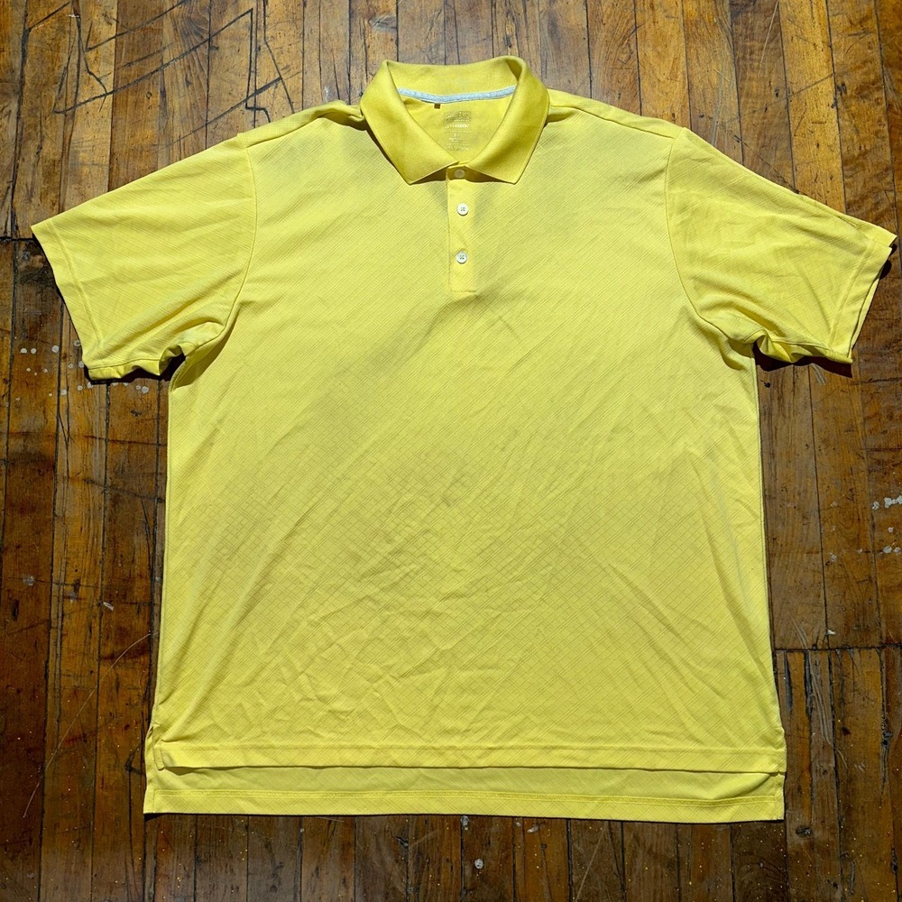 adidas Polo Shirt‎ Mens 2XL Yellow High Low Climacool Short Sleeve Performance